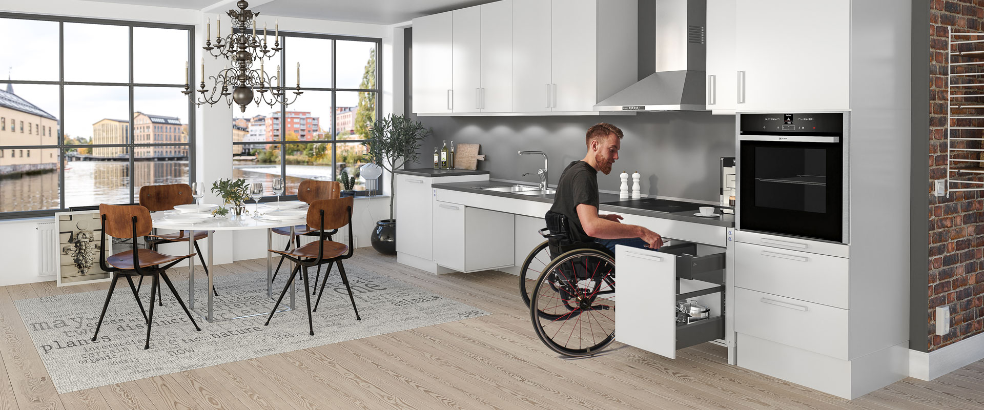 Cucine componibili ad altezza regolabile