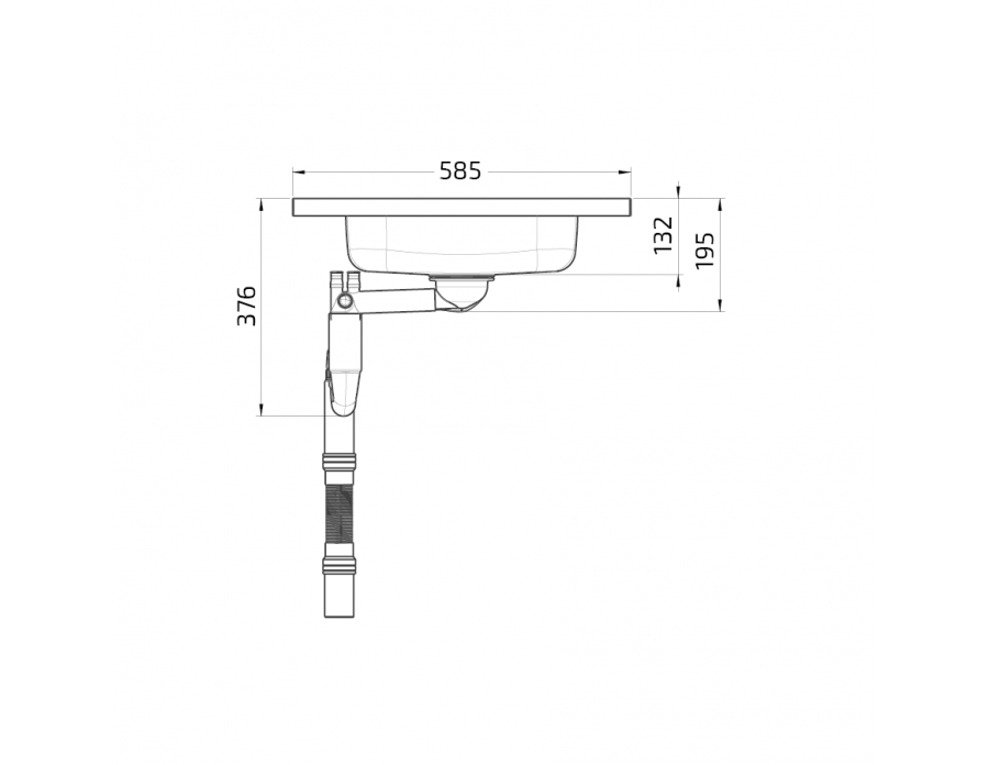 Dimensioni - Lavello combinato con 1 vasca e sede per piano cottura Granberg ESFS